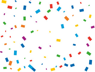 Rainbow Rectangular Confetti. Confetti celebration, Falling rainbow abstract decoration for party, birthday celebrate, anniversary or event, festive. Festival decor. Vector illustration.