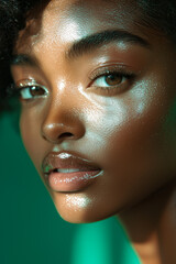 a close-up portrait of a beautiful woman