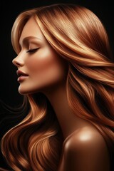 Naklejka premium Woman with Flowing Hair and Glowing Skin 