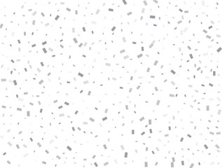 Magic silver Rectangular glitter confetti background. White festive texture.