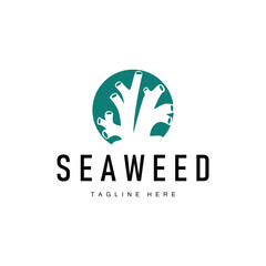 coral logo underwater seaweed plant simple template design marine decoration