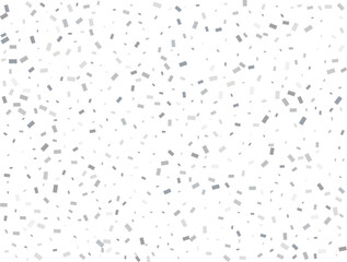 Magic silver Rectangular glitter confetti background. White festive texture.