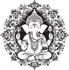 Hindu God Ganesha Cartoon Illustration