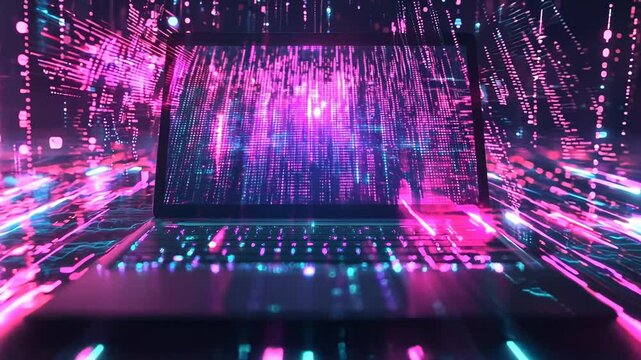 The coding on a laptop Video