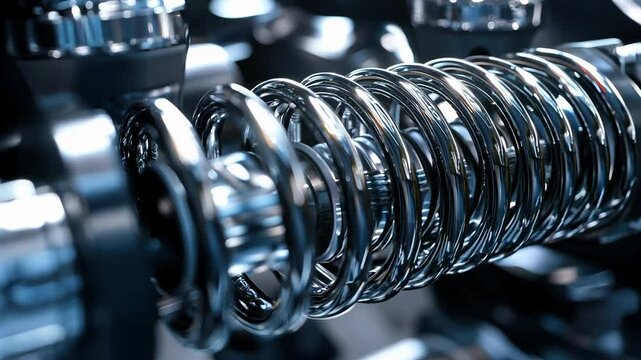 The vehicle's damping and spiral spring for its suspension mechanism. Video