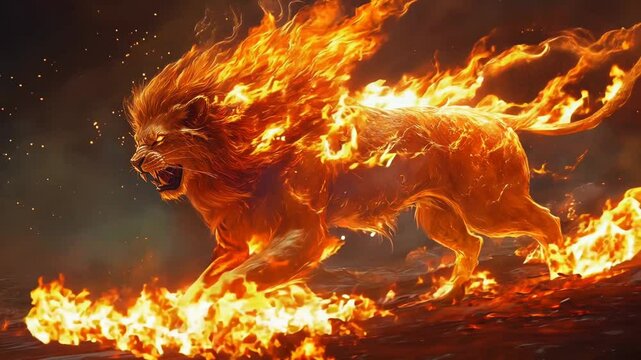 portrait of a fire lion Video