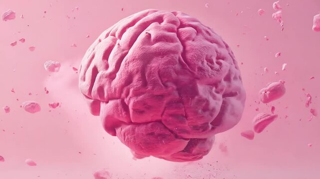 Exploding Brain Powder Concept on Soft Pink Background - Creative Science Video