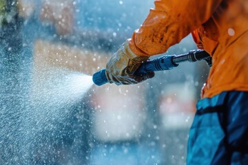 High pressure cleaning. close up.
