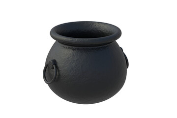 Witch cauldron isolated on white background. Magic accessory. Wizard pot. Mystery bowler. 3d render
