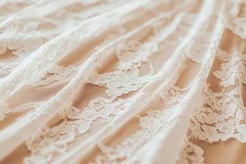 Delicate Lace Fabric Unveils Intricate Patterns Under Soft Ambient Lighting in a Serene Setting