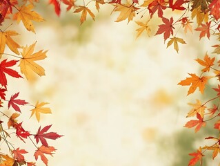 Frame from autumn colored fall leaves in the wind