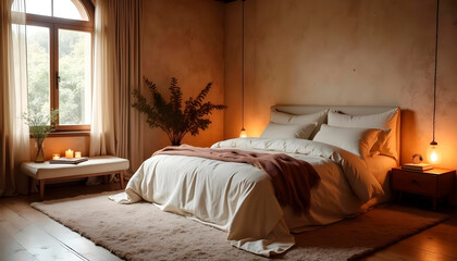 Cozy Bedroom with Warm Lighting