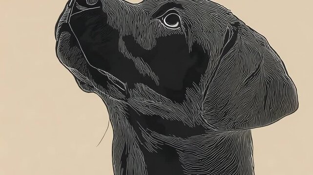 Animal silhouette of a dog puppy in one line, in the modern style Video