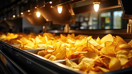 Fototapeta premium Potato Chips Production Line