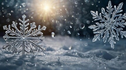 christmas snowflake on the snow