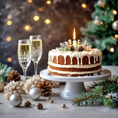 christmas cake with candles