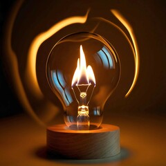 light bulb with burning flame