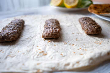 chicken wings, yufka and local turkish kebab	