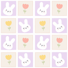 Set of baby animals and flower