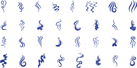 Smoke steam icon vector logo set. 