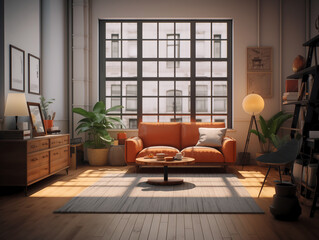 Fototapeta premium Room with interior in hatch style.