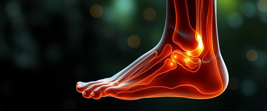 Create an image for my decoding plantar fasciitis book that includes futuristic feelings as well as natural components 