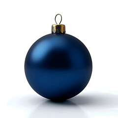 Navy Blue Christmas Bauble on White Background