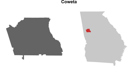 Coweta County (Georgia) blank outline map set © David Zydd