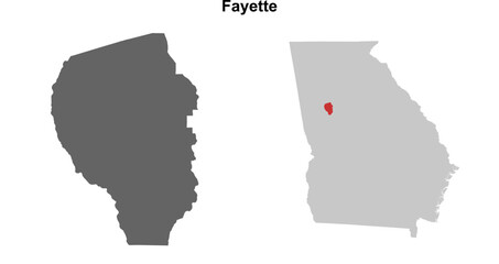 Fayette County (Georgia) blank outline map set