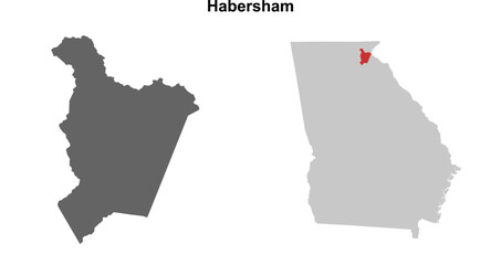 Habersham County (Georgia) blank outline map set