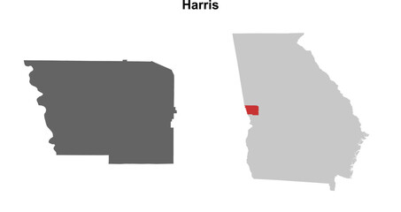 Harris County (Georgia) blank outline map set