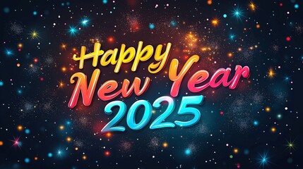 Happy New Year Logo with Glowing Color Background
