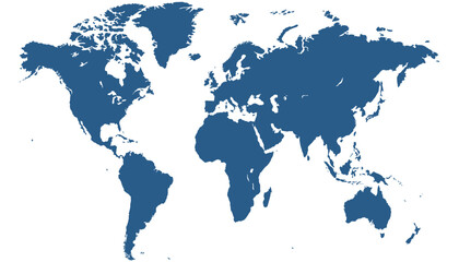 World map. Blue modern vector map. Silhouette map.
