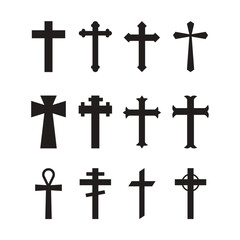 Christian Cross Icon Set Vector Design.