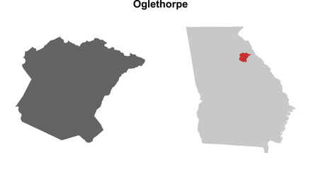 Oglethorpe County (Georgia) blank outline map set
