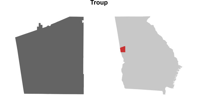 Troup County (Georgia) blank outline map set