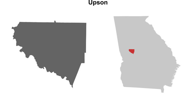 Upson County (Georgia) blank outline map set