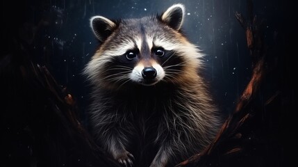 Close-Up of a Raccoon. Generative AI.