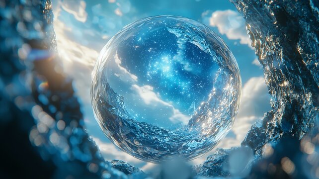 透明な石の中に閉じ込められた宇宙