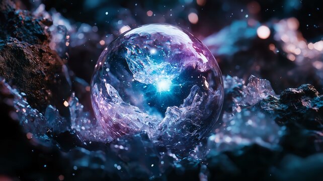透明な石の中に閉じ込められた宇宙