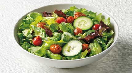 Fresh Salad Bowl with Leafy Greens and Vegetables