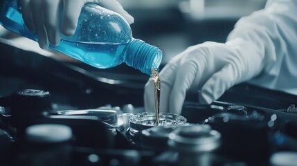 Mechanic Filling Engine Oil