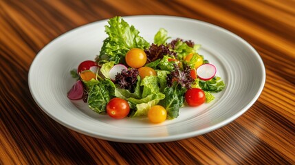 Fresh Vegetable Salad with Crispy Greens and Tomatoes