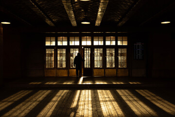 Person entering the doors of Grand Central station in New York City