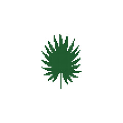 Pixel art green leaf illustration. Minimalistic leaf design in retro pixelated style.