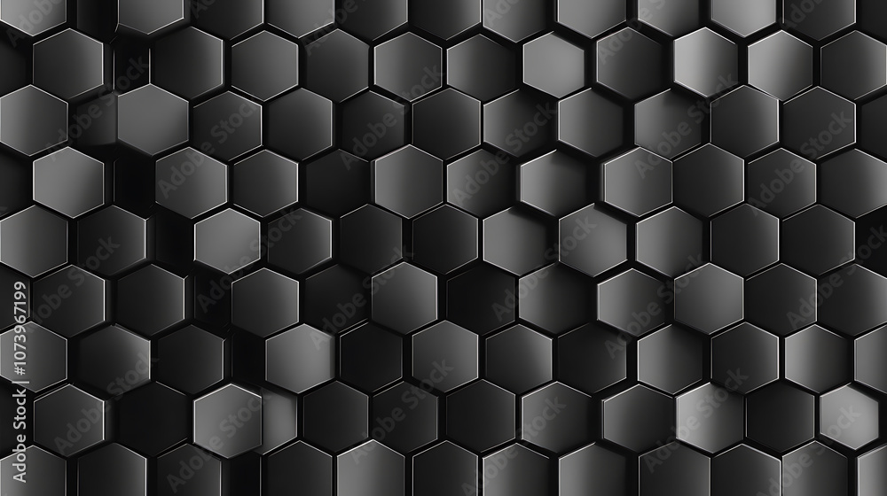Poster Black background with geometric pattern of cubes