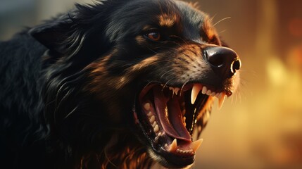 Close-up portrait of an aggressive dog. Generative AI.