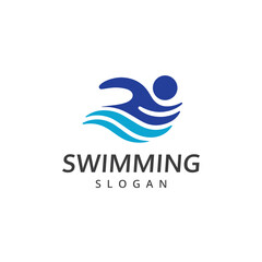 Fototapeta premium Swimming logo abstract people swim logo template