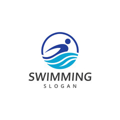 Swimming logo abstract people swim logo template
