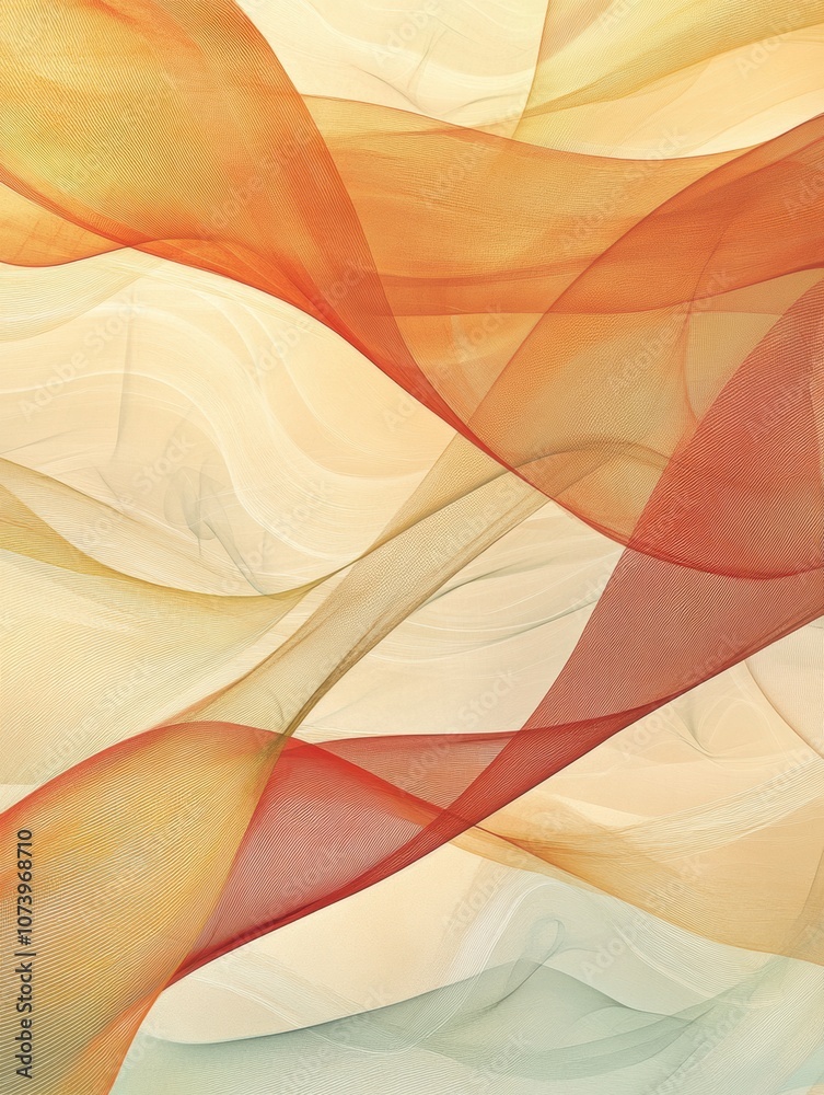Poster soft pastel colors blend seamlessly into flowing lines and waves, evoking feelings of peace and harm